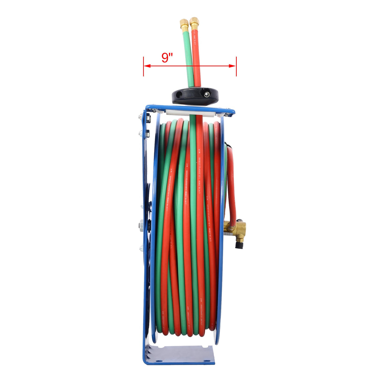 Welding Hose Reel Retractable 1/4 Inch x 100 Foot Twin Oxygen Acetylene Rubber STD Max 200PSI Heavy Duty Industrial Single Arm Construction - Fab Heavy Parts