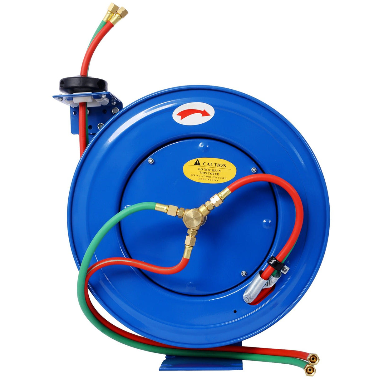 Welding Hose Reel Retractable 1/4 Inch x 50 Foot Twin Oxygen Acetylene Rubber STD Max 200PSI Heavy Duty Single Arm Construction - Fab Heavy Parts
