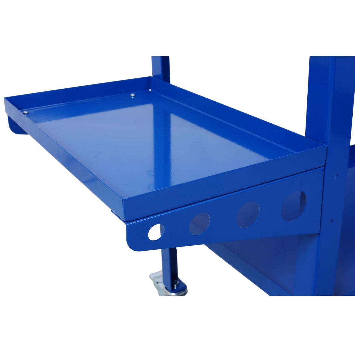 Welding Workbench on Wheels 36"x18" 1200lbs Capacity Steel Portable with Braking Lockable Casters Tool Slots 5/8 - inch Fixture Holes Tray Blue - Fab Heavy Parts