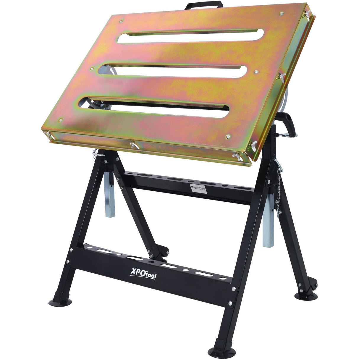 Welding Workbench with Wheels and Slot 30"x20" 400lbs Capacity Steel Folding Adjustable - Fab Heavy Parts