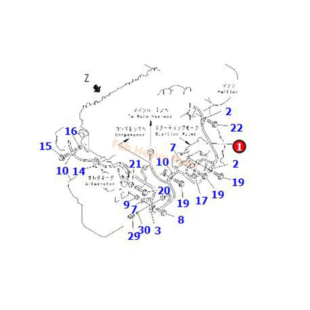 Kabelboom 6222-83-4310 Past voor Komatsu Motor SAA6D108E-2 S6D108 Graafmachine PC300-6
