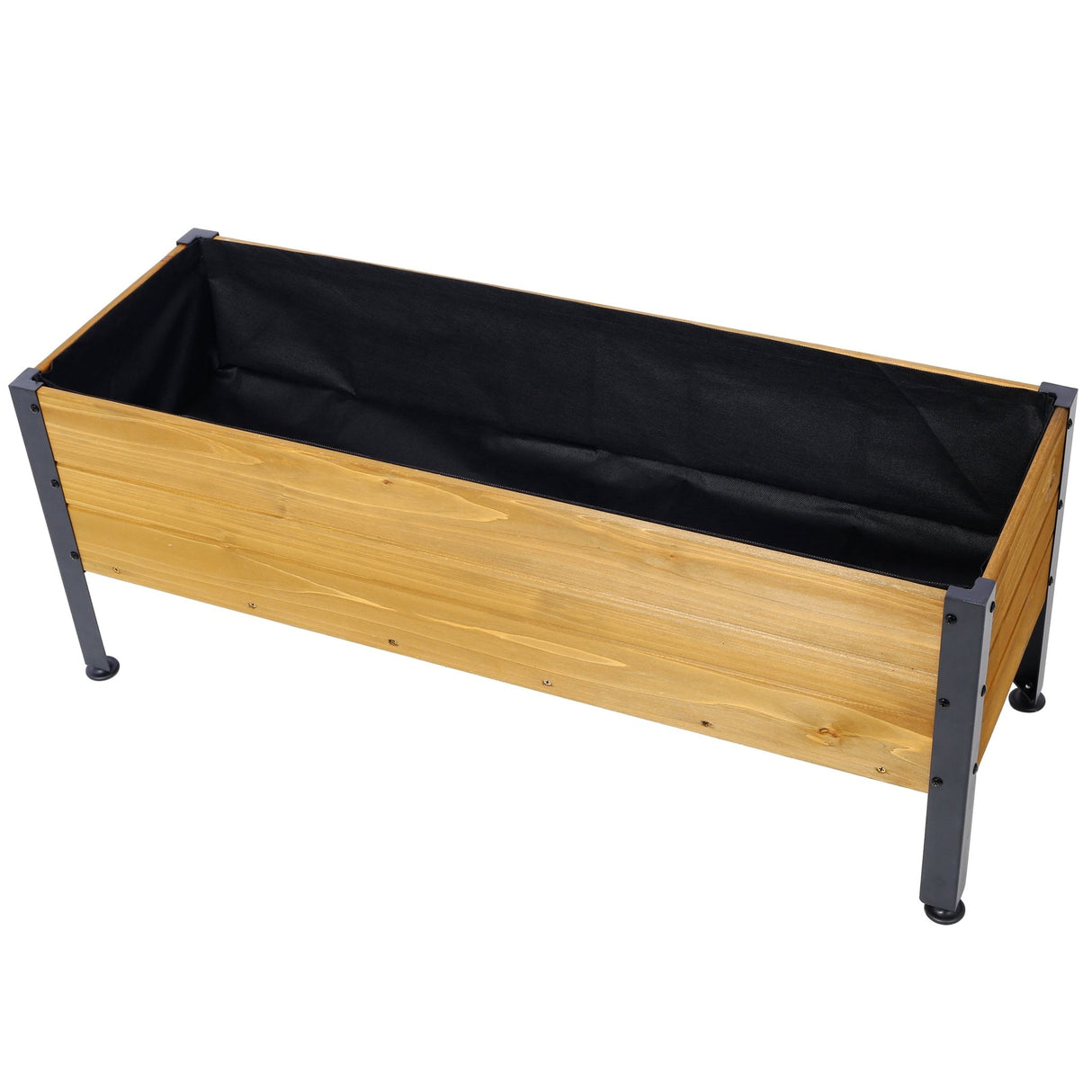 Wood Rectangular Garden Planter Box Raised Bed Outdoor Elevated Herbs Vegetables Flowers Great Patio Deck Balcony - Fab Heavy Parts