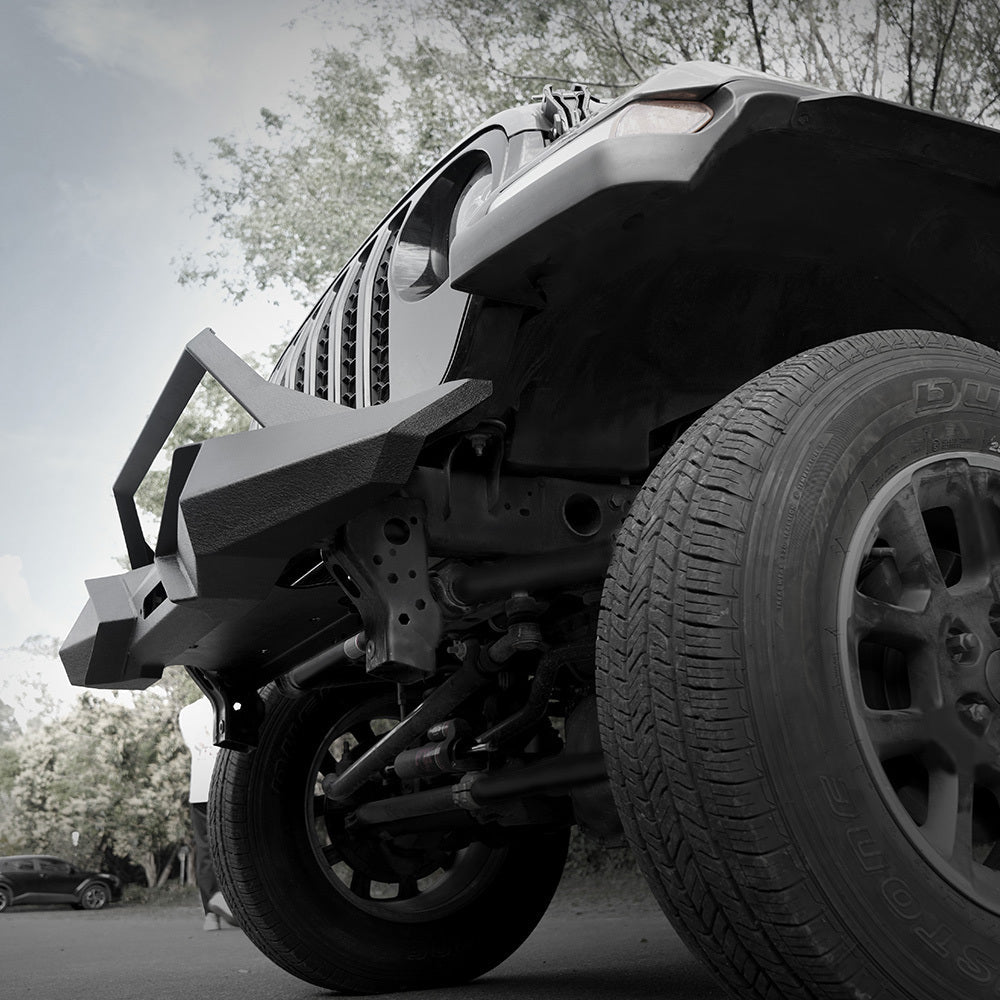 X Style Front Bumper with Winch Plate Fits for Wrangler JK (2007 - 2018) Textured Manganese Steel Construction - Fab Heavy Parts