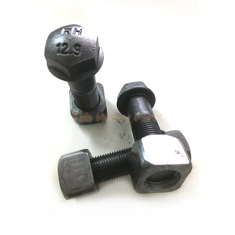 M16 x 53 mm Kettenschuhbolzen, Kettenbolzen mit Muttern für Volvo CAT, passend für Case Kobelco, passend für Komatsu JD Baggerlader, 50 Stück