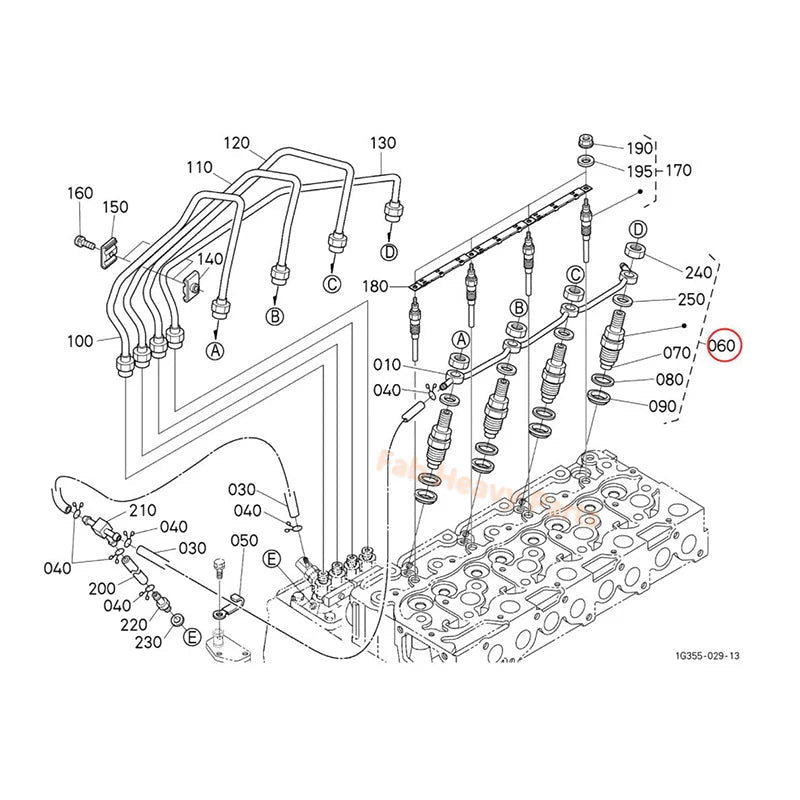 4 PCS Fuel Injector Nozzel KBT1645453900 for Hitachi Excavator ZX40 ZX50 - Fab Heavy Parts