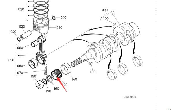 Nuevo engranaje del cigüeñal del motor D902 para Kubota B BX Series Tractor RTV900 KX41-3
