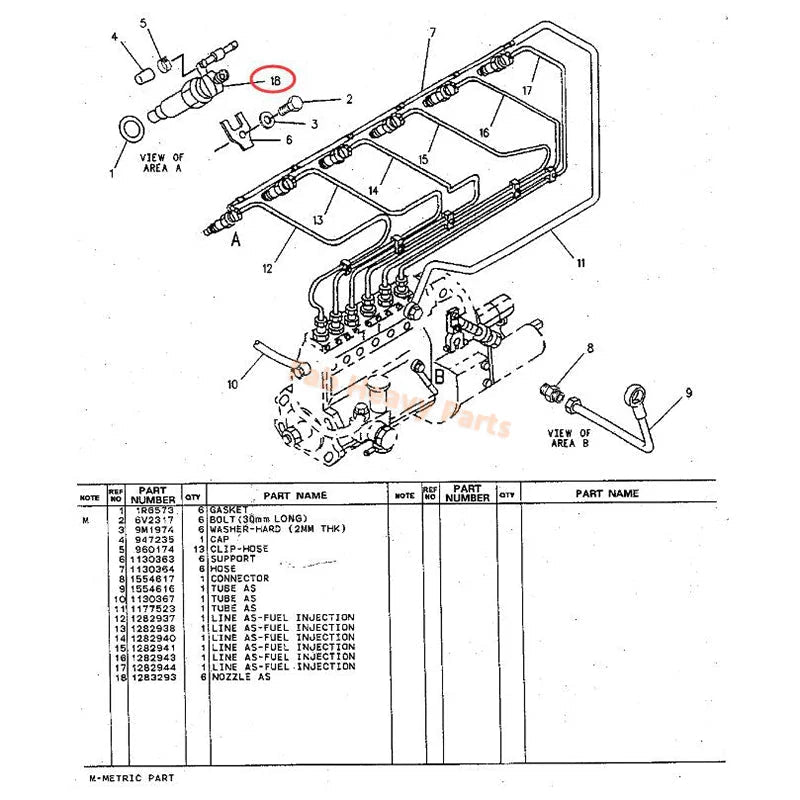 6 PCS Fuel Injector 128 - 3293 1283293 Fits for Caterpillar CAT Engine 3046 Excavator 315 315B Tractor D5G Loader 939C - Fab Heavy Parts