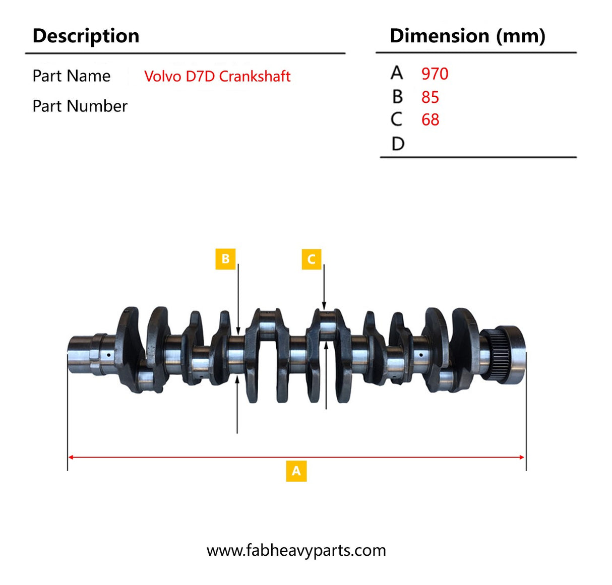 Crankshaft 0425 6818 for Volvo D7D Deutz BF6M1013 Engine