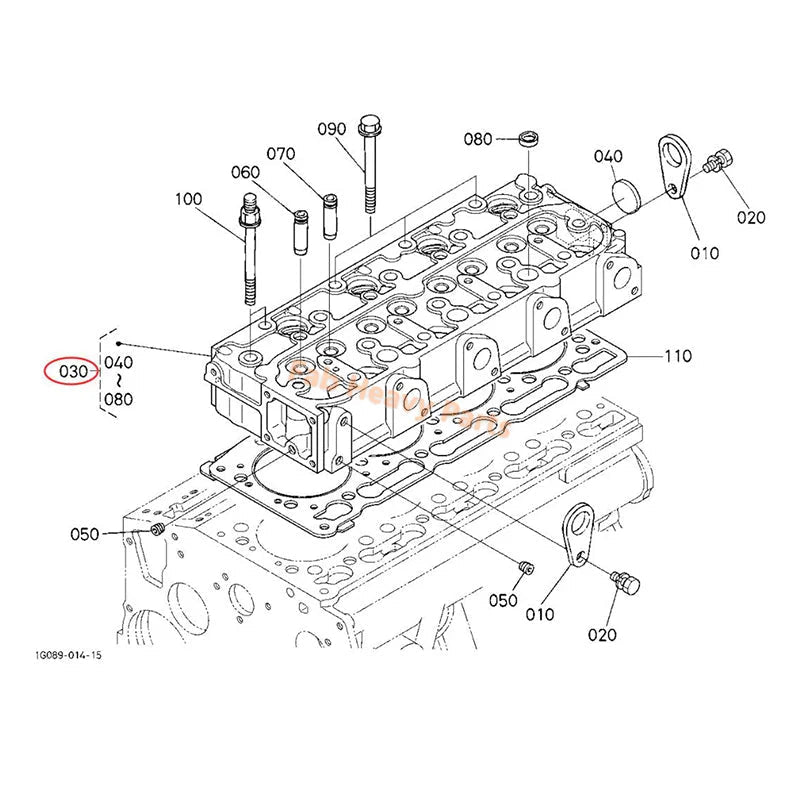 Cylinder Head 1G091 - 03044 for Kubota Engine V1505T Tractor B3030HSD B7800HSD Front Mower F3680 - Fab Heavy Parts