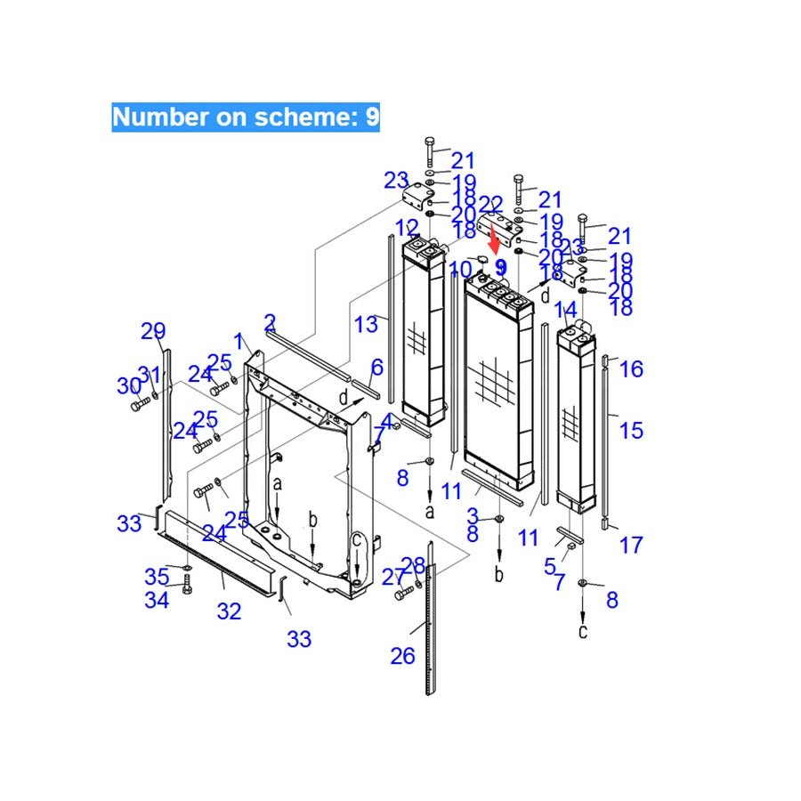 Fits For Komatsu Bulldozer D65WX - 17 D65PX - 17 D65EX - 17 Hydraulic Radiator Core Assembly 14X - 03 - 61111 - Fab Heavy Parts