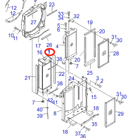Fits For Komatsu Excavator PC78US - 6 Hydraulic Radiator Assembly 21W - 03 - 42110 - Fab Heavy Parts