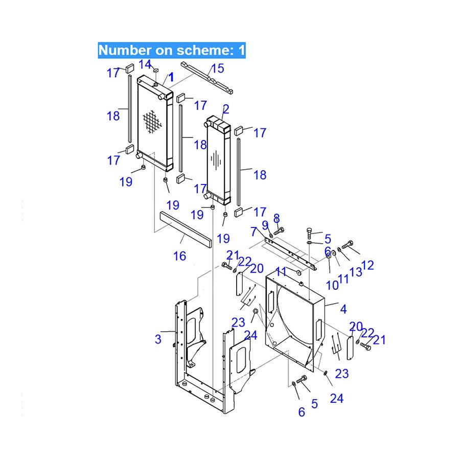 Fits For Komatsu Wheel Loader WA430 - 6 WA430 - 6E0 Hydraulic Radiator Core Assembly 424 - 03 - 41111 - Fab Heavy Parts