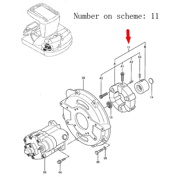 Fits Hitachi Excavator EX22-2 EX30UR-2C EX33U EX40UR-2C HX99B Pump Coupling Assembly 4389217