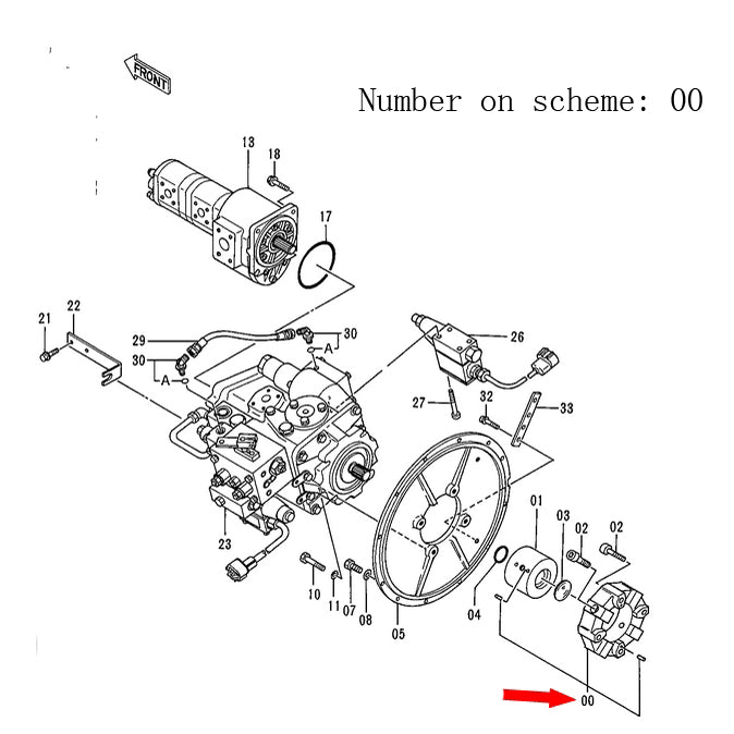 Se adapta a Hitachi Feller Buncher 493d Conjunto de acoplamiento de la bomba hidráulica principal 4228189