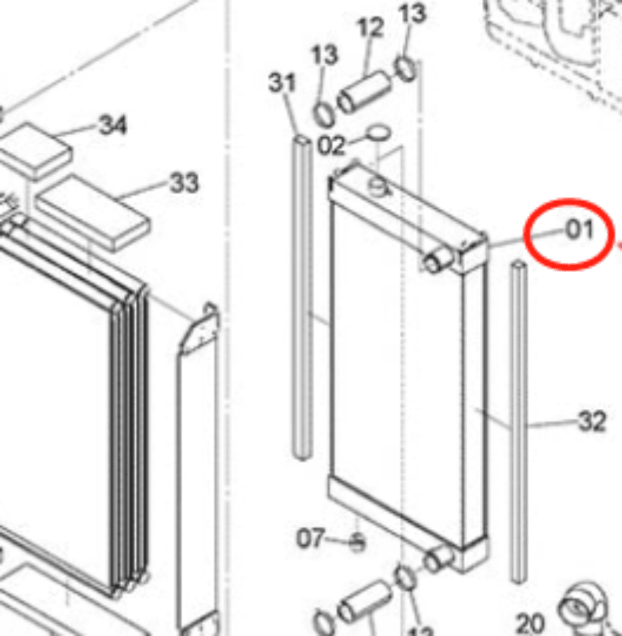 For Hitachi PZX450 - HCME ZR260HC ZX450 - 3 ZX450 - 3F ZX470H - 3 ZX470R - 3 ZX500LC - 3 Hydraulic Radiator Core Assembly 4655008 - Fab Heavy Parts