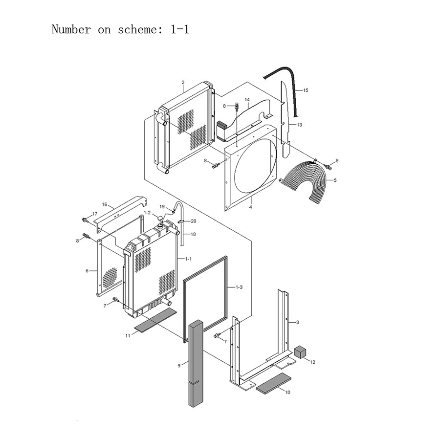 Pour Hyundai Excavator R55-7 R55W-7 Radiateur Hydraulic Radiator Core Assembly 11M8-40100