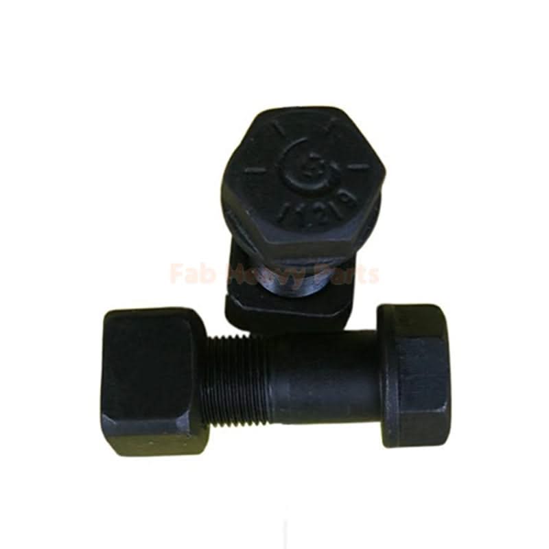 M20*57mm Track Shoe Bolt Chain Bolt with Nuts for Volvo CAT Fits Case Kobelco Fits Komatsu Hitachi Doosan JD Excavator Loader - Pack of 100 - Fab Heavy Parts