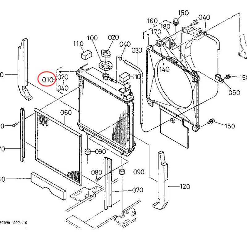 Radiator 6C090-58502 for Kubota Tractor B7300 B7400