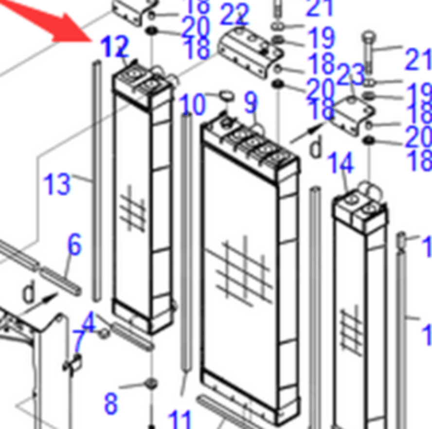 Radiator Core Assembly 14X - 03 - 61911 Fits for Komatsu Bulldozers D65EX D65PX - Fab Heavy Parts