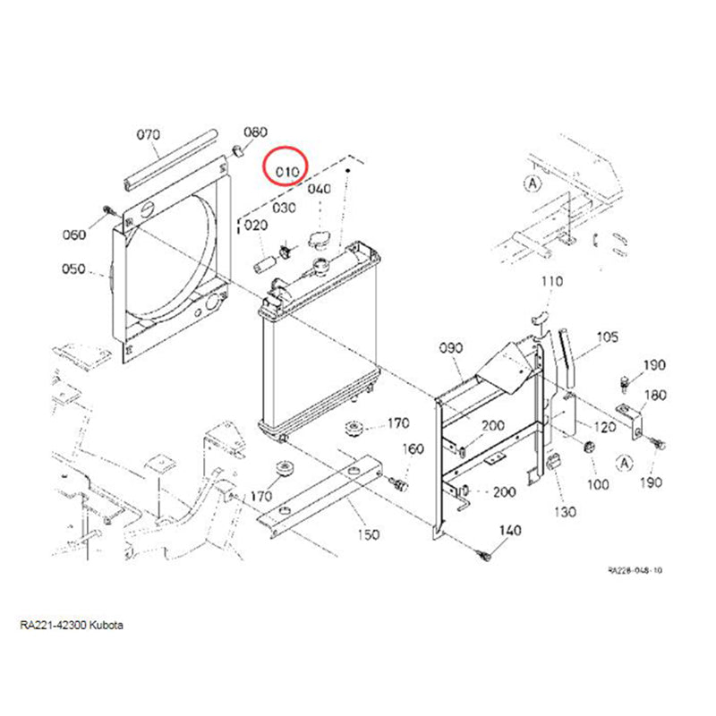 Hydraulic Radiator Assembly RA221-42300 for Kubota Excavator U15-3 U15 U17 U17-3