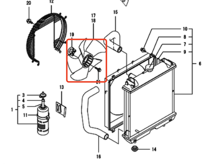 Yanmar Fan Blade 119233-44740 for Engine 3TNV70 Excavator VIO17, 5 Blade