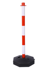 12 Pack Traffic Delineator Post Cones with Fillable Base Adjustable Safety Barrier with 5Ft Plastic Chain--White+Red