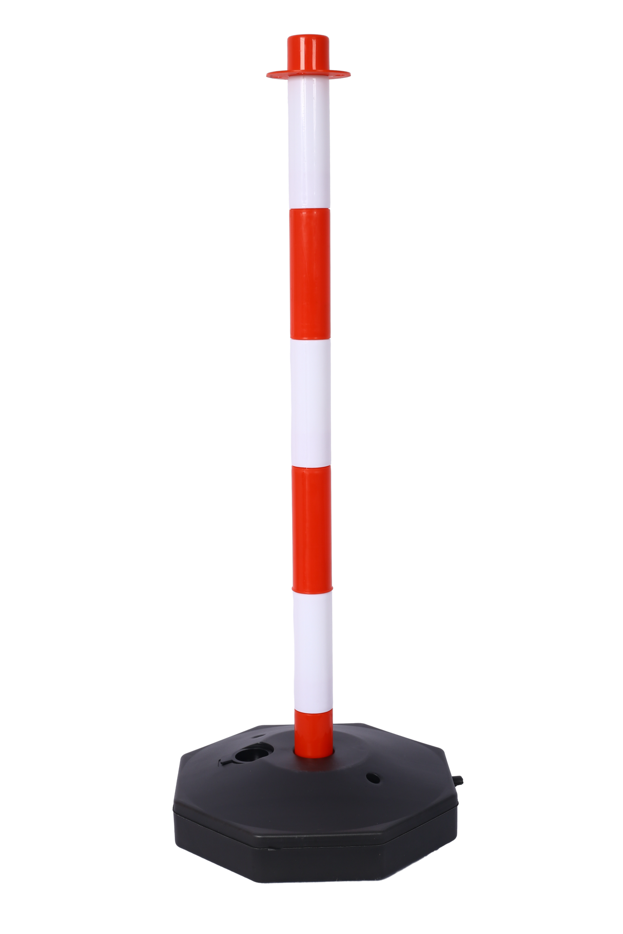 6 Pack Traffic Delineator Post Cones with Fillable Base Adjustable Safety Barrier with 5Ft Plastic Chain--White+Red