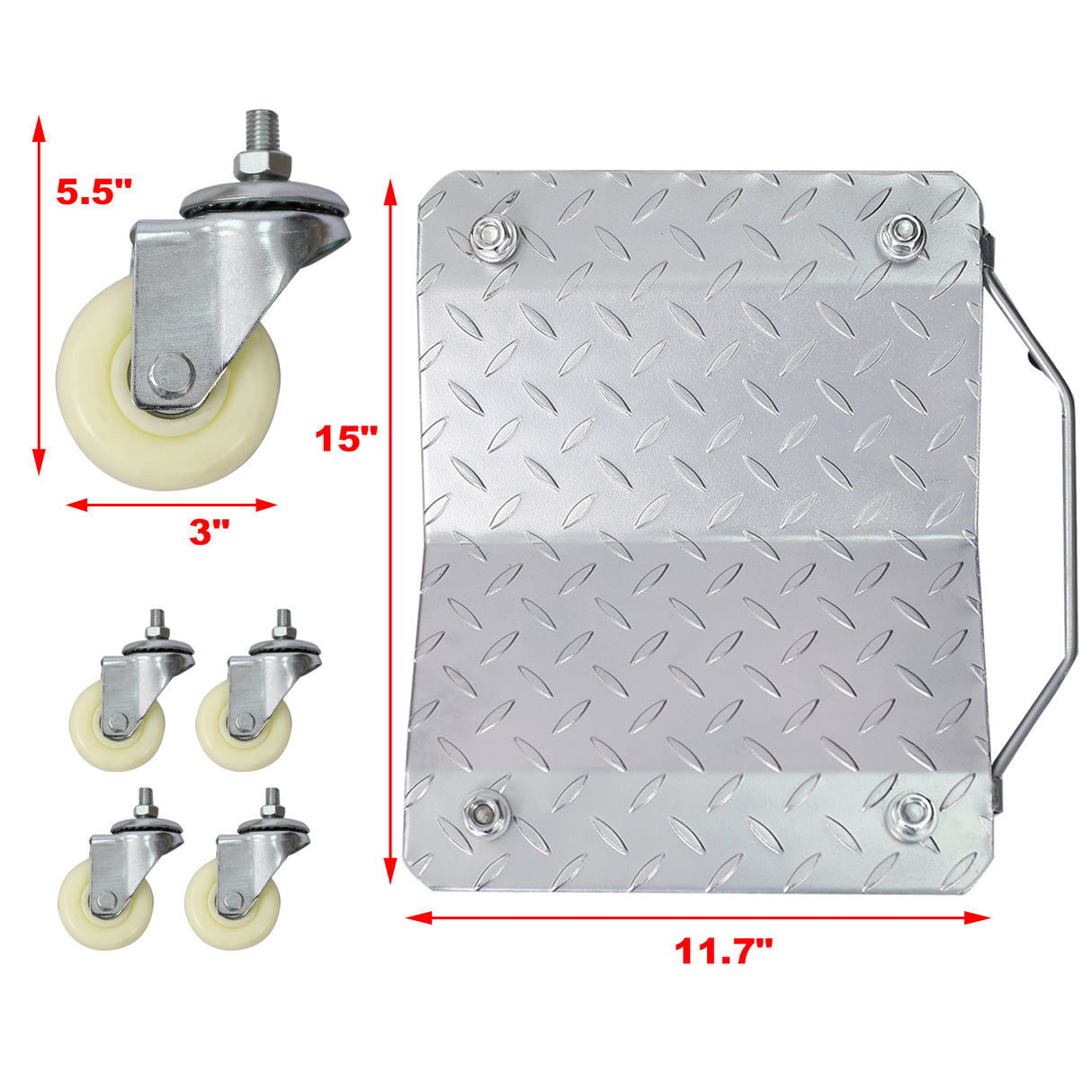 Set of 4 Heavy Duty 4 Tire Wheel Dolly Car Stakes 6000lbs Capacity--Gray