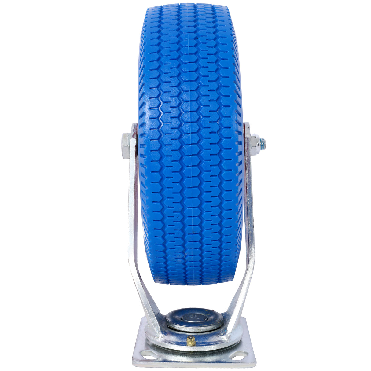 4PCS 10IN X-Large Flat Free Caster Wheel (2PCS Swivel+2PCS Rigid) Swivel Plate Steel Hub with Ball Bearings 5/8-Inch Bore Centered Axle Blue