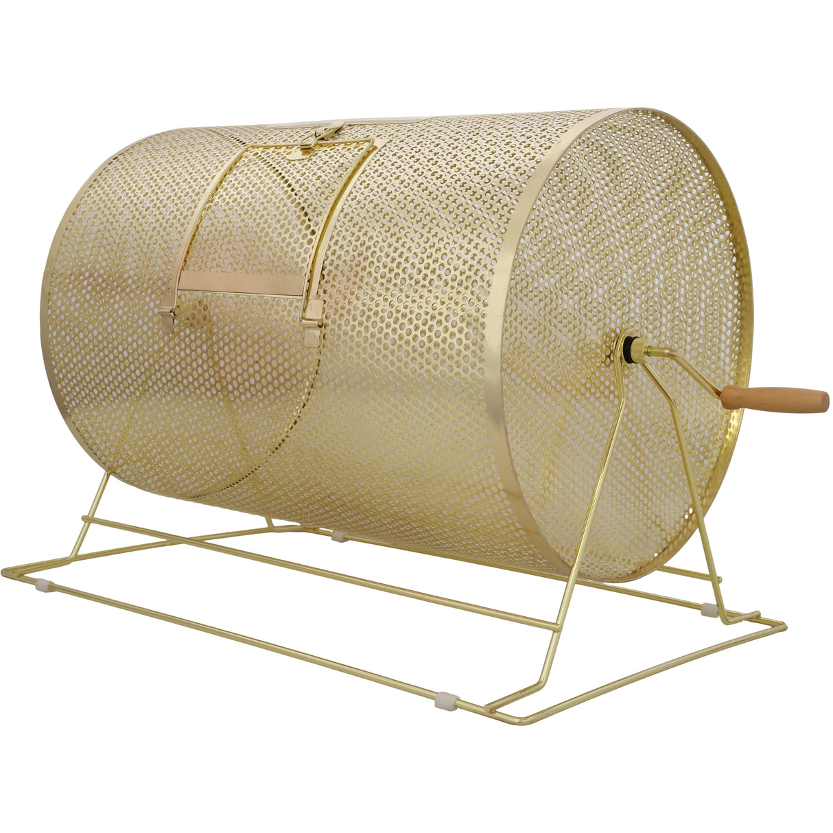 Raffle Drum Holds 10000 Tickets or 300 Ping Pong Balls Metal Lottery Spinning Drawing with Wooden Turning Handle 14.8 x Ø21.26 inch Brass Plated