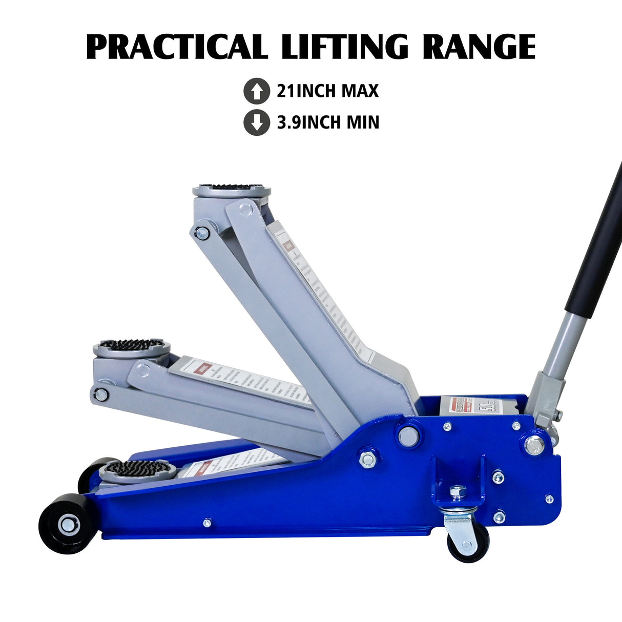 5 Ton Low Profile Floor Jack Heavy-Duty Steel Racing with Dual Piston Quick Lift Pump Lifting Range 4"-21"