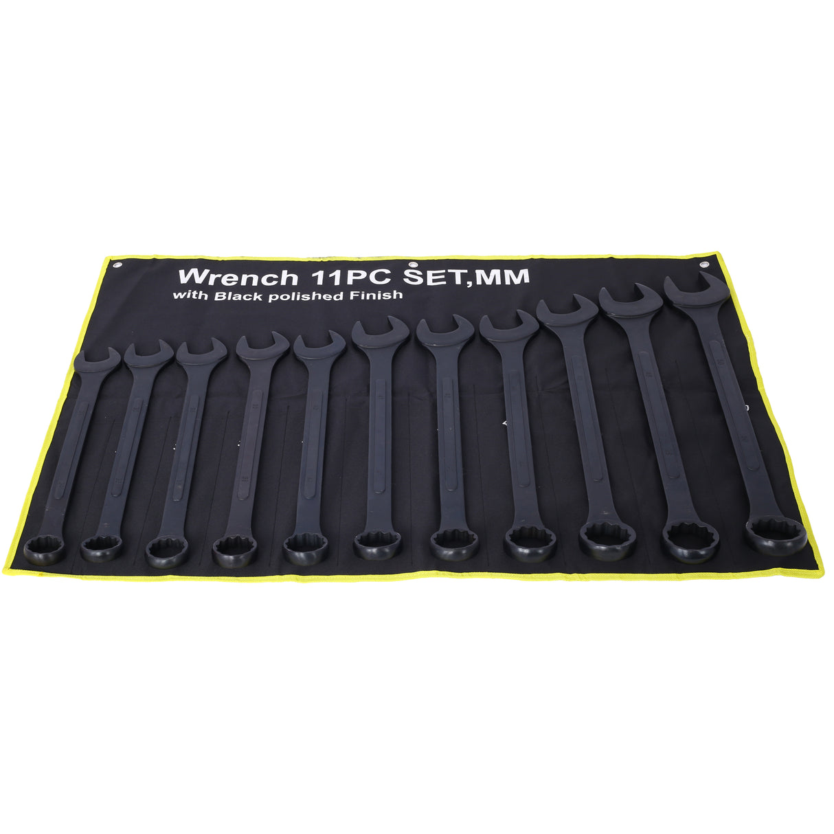 11 Piece Jumbo Combination Wrench Set Metric 1-5/16'' to 2'' Black Oxide with Pouch