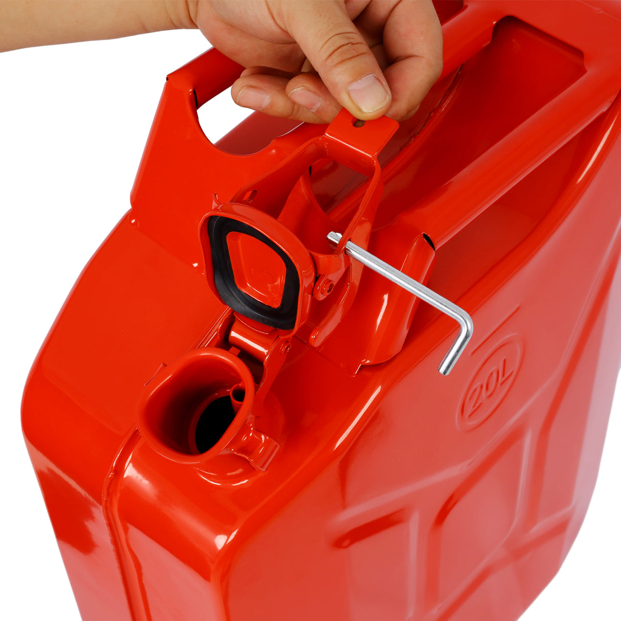 5 Gallon Fuel Can with Flexible Spout Steel--Red