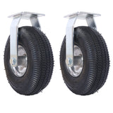 4PCS 10IN Pneumatic Tire(2PCS Swivel +2PCS Rigid) Caster Wheel Swivel Plate Steel Hub with Ball Bearings 5/8-Inch Bore Centered Axle Black