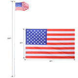 25FT Telescopic Sectional Flag Pole Kit Extra Thick Heavy Duty Aluminum Inground with Topper Balls