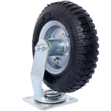 2PCS 8IN Pneumatic Tire Caster Wheel Swivel Plate Steel Hub with Ball Bearings 5/8-Inch Bore Centered Axle Black