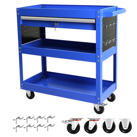 1 - Drawer Utility Rolling Cart Tool Heavy Duty with Wheels and Locking System - Blue - Fab Heavy Parts