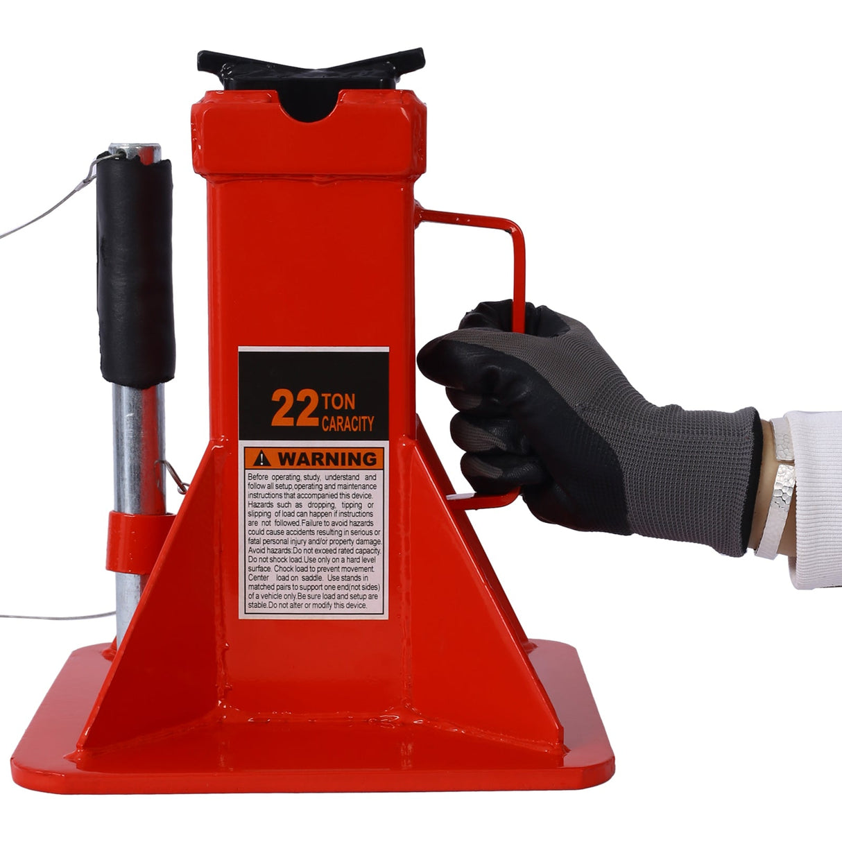 1 Pair Heavy Duty Pin Type Professional Car Jack Stand with Lock 44,000 Lbs Capacity - Red - Fab Heavy Parts