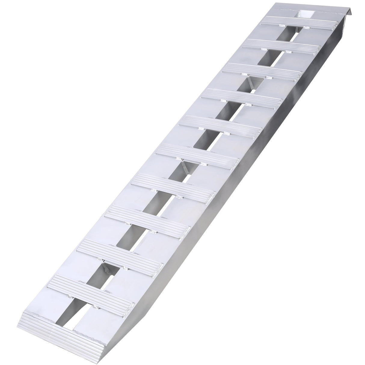 1 Pair Heavy - Duty Ramps with Top Hook Attaching End Universal Loading 60" X 12" 6600 LBS Aluminum - Silver - Fab Heavy Parts