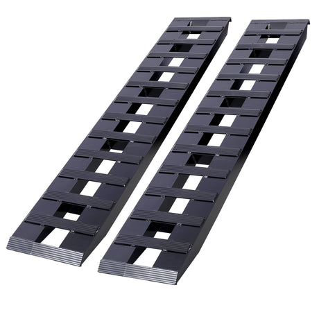 1 Pair Heavy - Duty Ramps with Top Hook Attaching End Universal Loading 72" X 14" 8800 LBS Aluminum - Black - Fab Heavy Parts