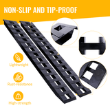 1 Pair Heavy - Duty Ramps with Top Hook Attaching End Universal Loading 84" X 14" 8800 LBS Aluminum - Black - Fab Heavy Parts