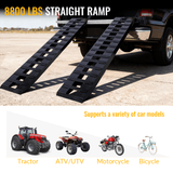 1 Pair Heavy - Duty Ramps with Top Hook Attaching End Universal Loading 84" X 14" 8800 LBS Aluminum - Black - Fab Heavy Parts