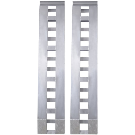 1 Pair Heavy - Duty Ramps with Top Hook Attaching End Universal Loading Ramp 72" X 14" 6600 LBS - Silver Aluminum - Fab Heavy Parts