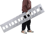1 Pair Heavy - Duty Ramps with Top Hook Attaching End Universal Loading Ramp 72" X 14" 6600 LBS - Silver Aluminum - Fab Heavy Parts