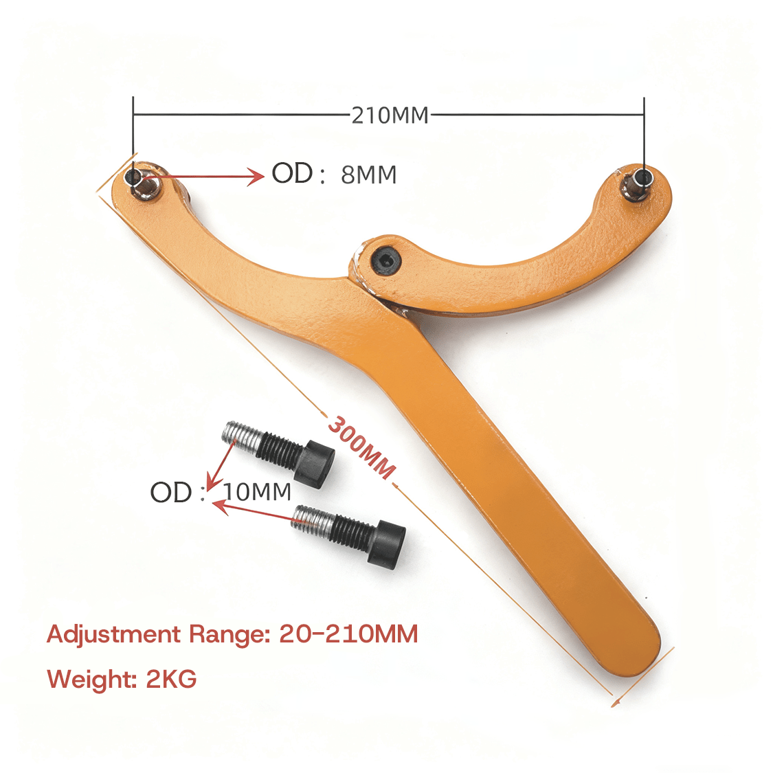 1 PCS Adjustable Hydraulic Cylinder Spanner Wrench Piston Spanner Function Dimension 20 - 210mm - Fab Heavy Parts
