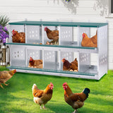 10 - Bay Metal Chicken Nesting Box Wall Mount Easy Egg Collection Vented Galvanized Steel - Green - Fab Heavy Parts