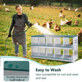 10 - Bay Metal Chicken Nesting Box Wall Mount Easy Egg Collection Vented Galvanized Steel - Green - Fab Heavy Parts