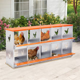 10 - Bay Metal Chicken Nesting Box Wall Mount Easy Egg Collection Vented Galvanized Steel - Orange - Fab Heavy Parts