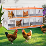 10 - Bay Metal Chicken Nesting Box Wall Mount Easy Egg Collection Vented Galvanized Steel - Orange - Fab Heavy Parts