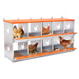 10 - Bay Metal Chicken Nesting Box Wall Mount Easy Egg Collection Vented Galvanized Steel - Orange - Fab Heavy Parts